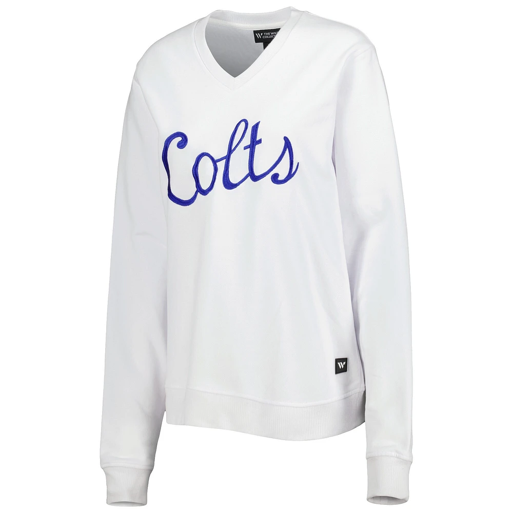 Sweat-shirt en molleton à encolure V pour femme blanc The Wild Collective Indianapolis Colts Cheer