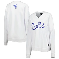 Sweat-shirt en molleton à encolure V pour femme blanc The Wild Collective Indianapolis Colts Cheer