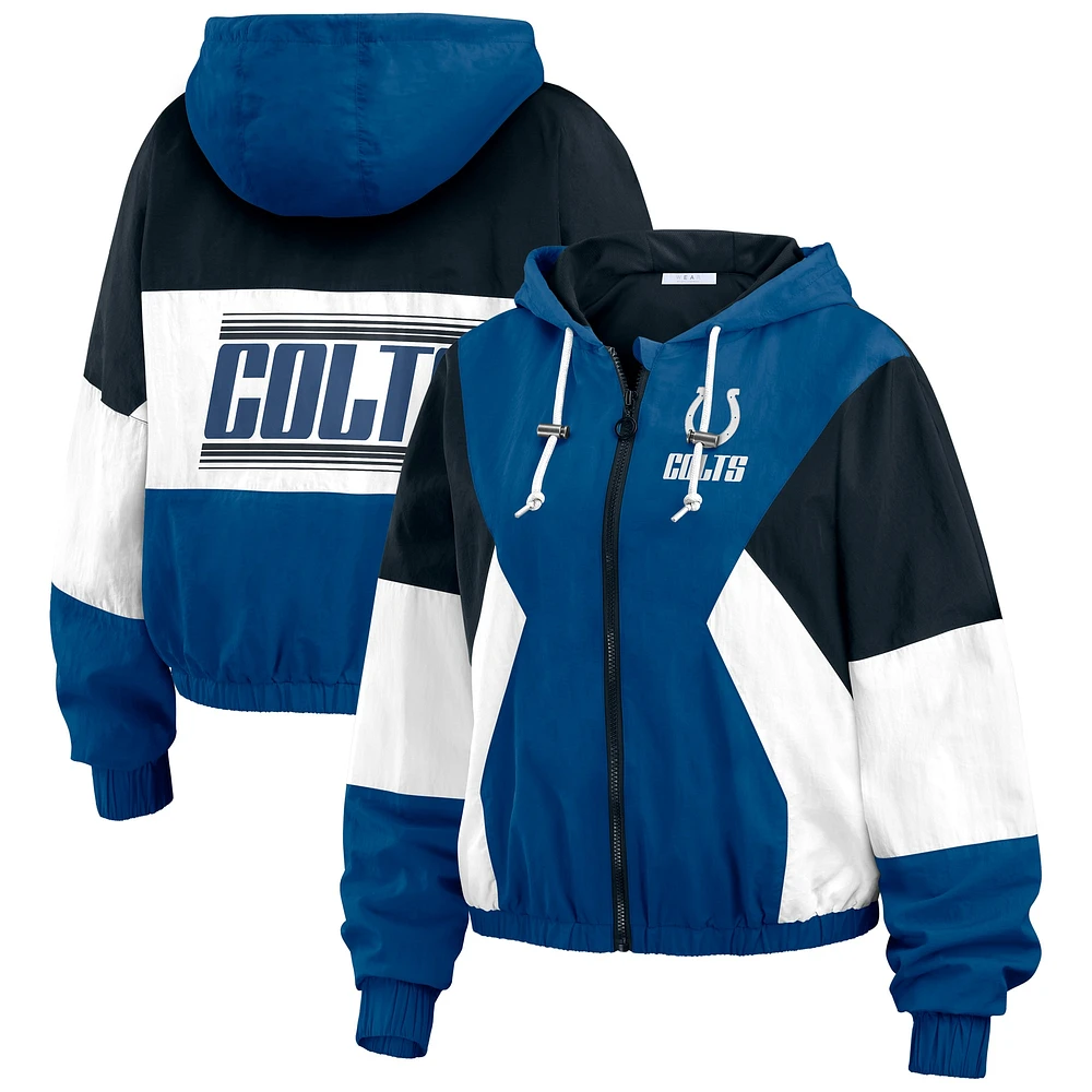 Veste coupe-vent zippée à blocs de couleurs bleus Indianapolis Colts grande taille pour femme WEAR by Erin Andrews