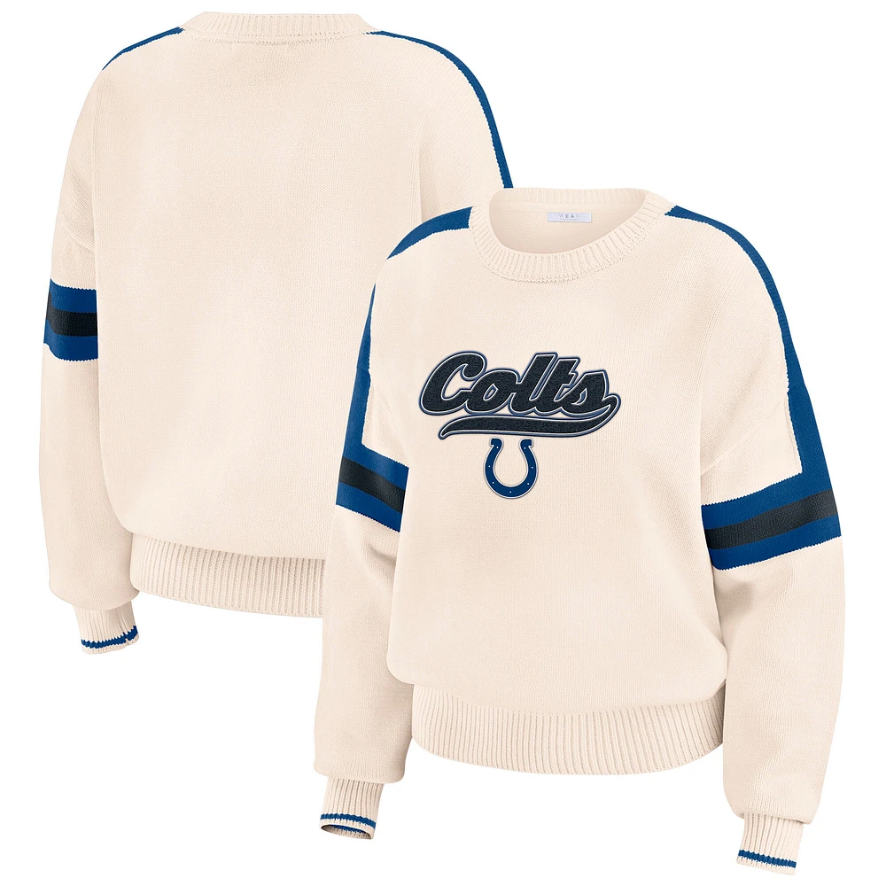 Pull à rayures crème Indianapolis Colts pour femme WEAR by Erin Andrews