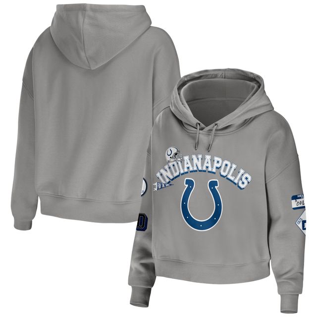 Sweat à capuche court modeste gris Indianapolis Colts pour femme WEAR by Erin Andrews