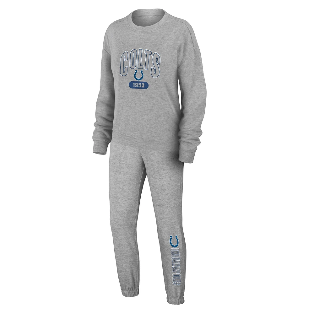 Ensemble de nuit pour femme WEAR by Erin Andrews Heather Gray Indianapolis Colts en tricot à manches longues et pantalon