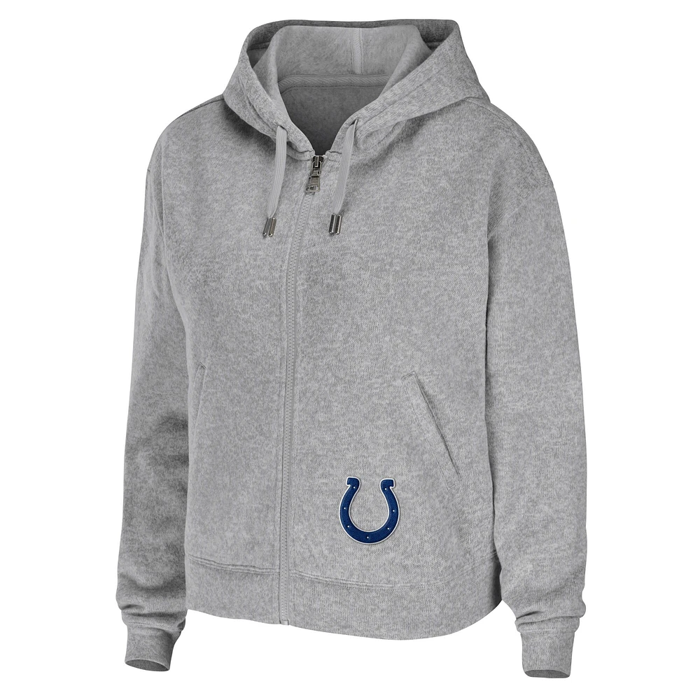 Sweat à capuche zippé gris chiné pour femme WEAR by Erin Andrews Team Indianapolis Colts