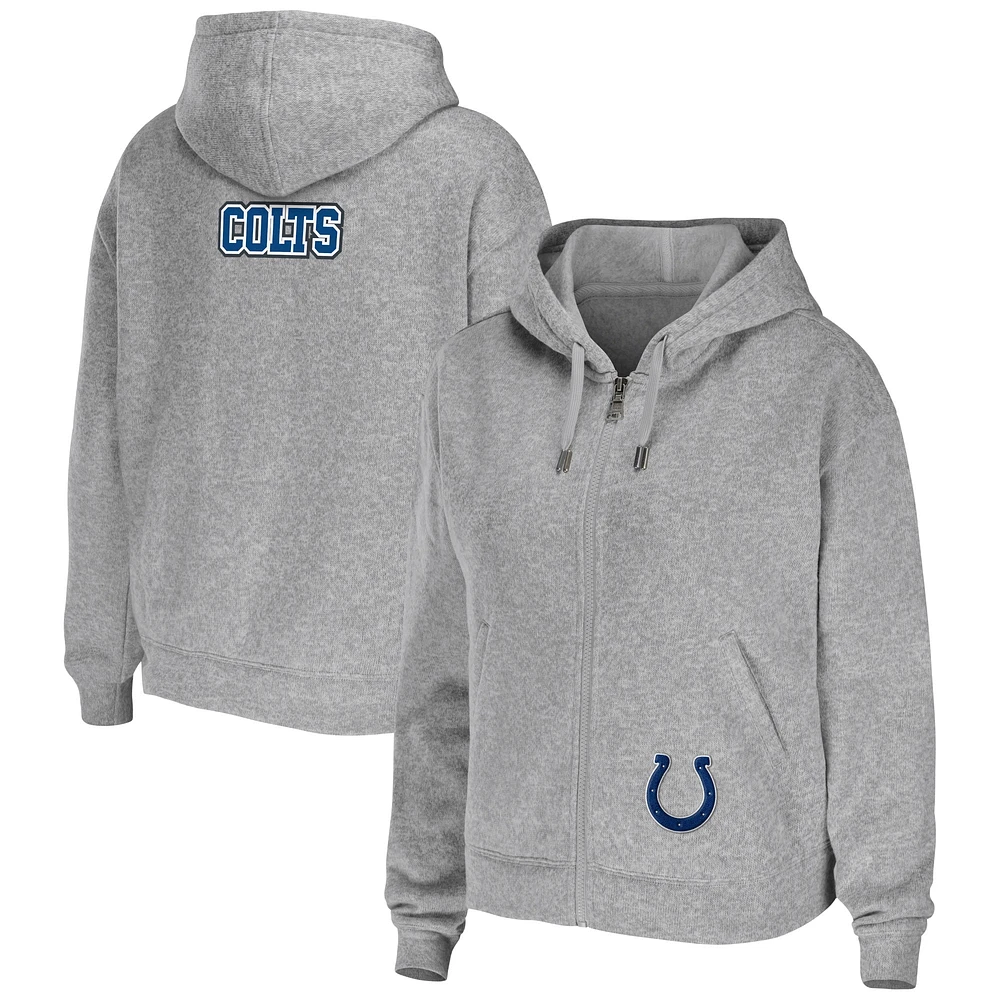 Sweat à capuche zippé gris chiné pour femme WEAR by Erin Andrews Team Indianapolis Colts