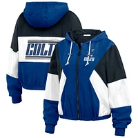 Women's WEAR by Erin Andrews Navy/Black Indianapolis Colts Color Block Full-Zip Windbreaker Jacket