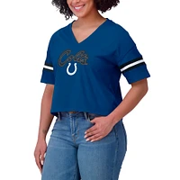 Women's WEAR by Erin Andrews Royal/White Indianapolis Colts Plus Color Block Boxy T-Shirt