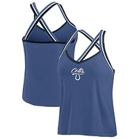 Women's WEAR by Erin Andrews Royal Indianapolis Colts Cross Strap Tri-Blend Tank Top