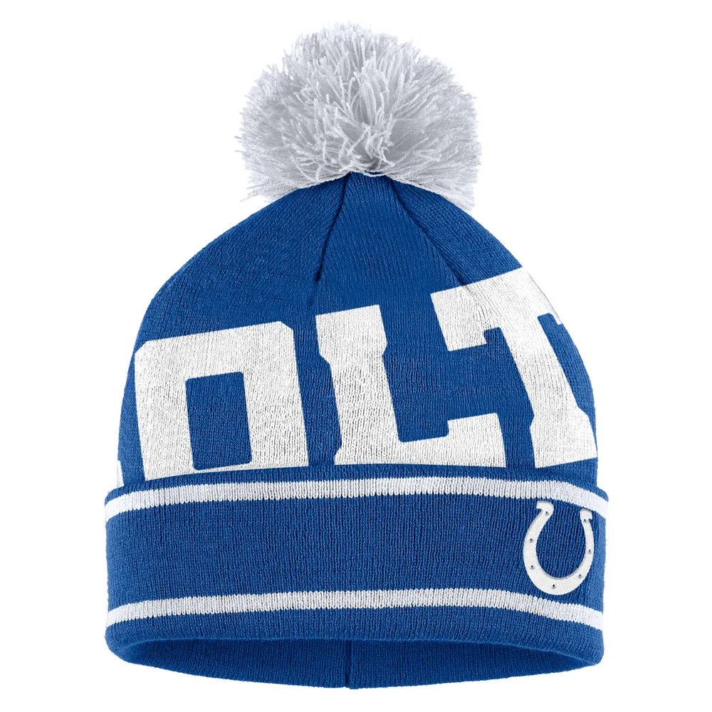 Youth Royal Indianapolis Colts Jacquard Cuffed Knit Hat with Pom