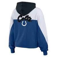 Women's WEAR by Erin Andrews Royal Indianapolis Colts Plus Color Block Full-Zip Hoodie