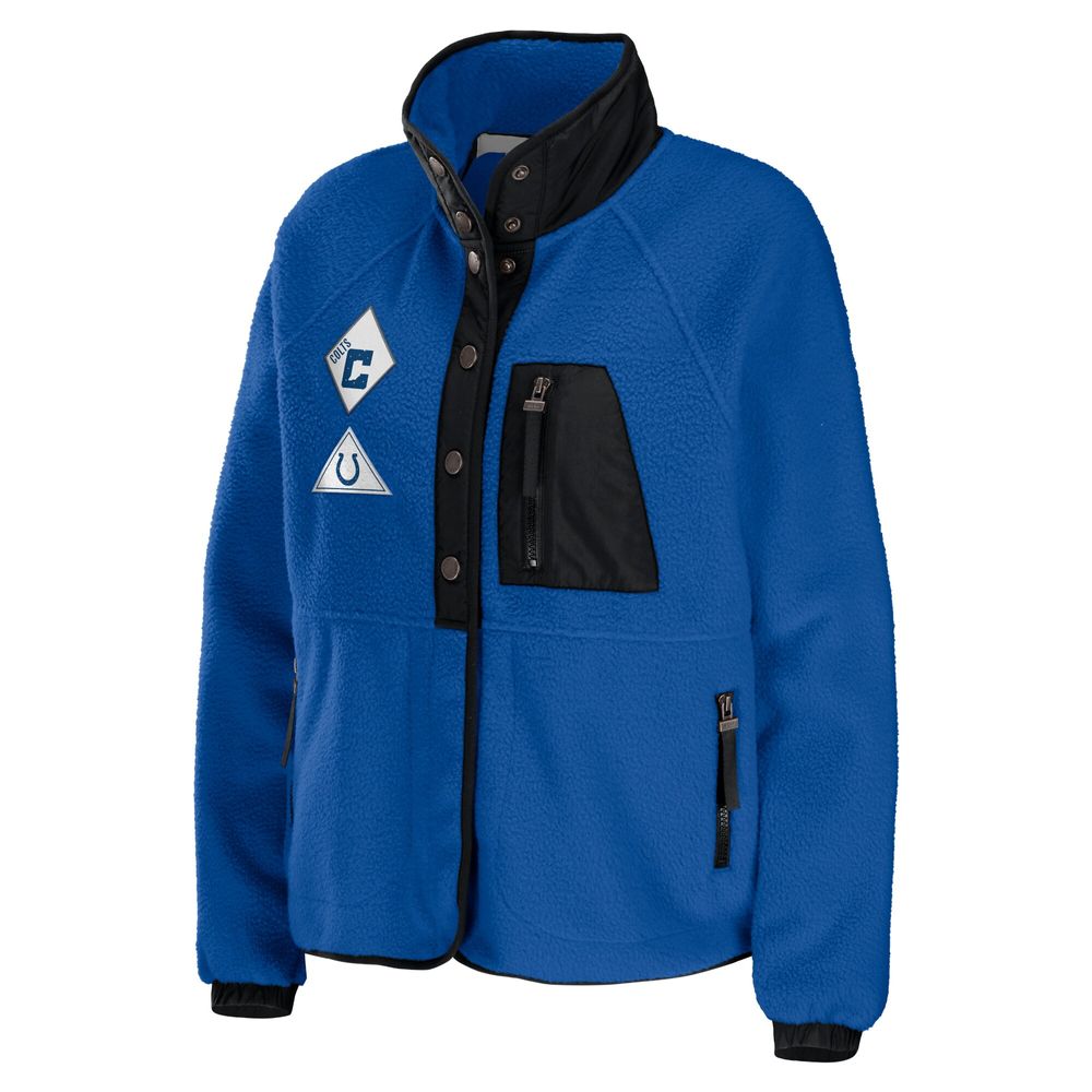 Women's WEAR by Erin Andrews Royal Indianapolis Colts Polar Fleece Raglan Full-Snap Jacket