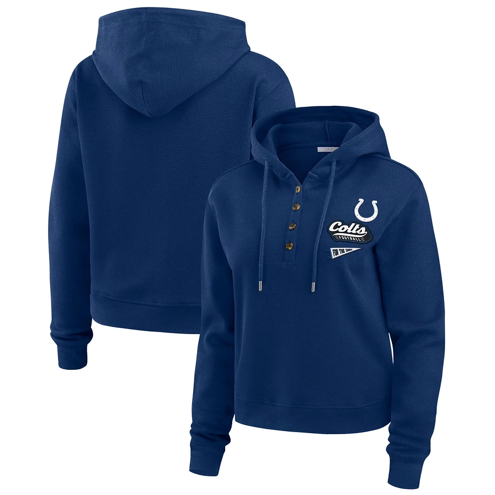 Sweat à capuche en tricot gaufré Royal Indianapolis Colts pour femme WEAR by Erin Andrews