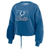 Women's WEAR by Erin Andrews Royal Indianapolis Colts Washed Fleece Long Sleeve T-Shirt & Shorts Lounge Set