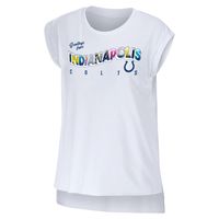 Women's WEAR by Erin Andrews White Indianapolis Colts Greetings From Muscle T-Shirt