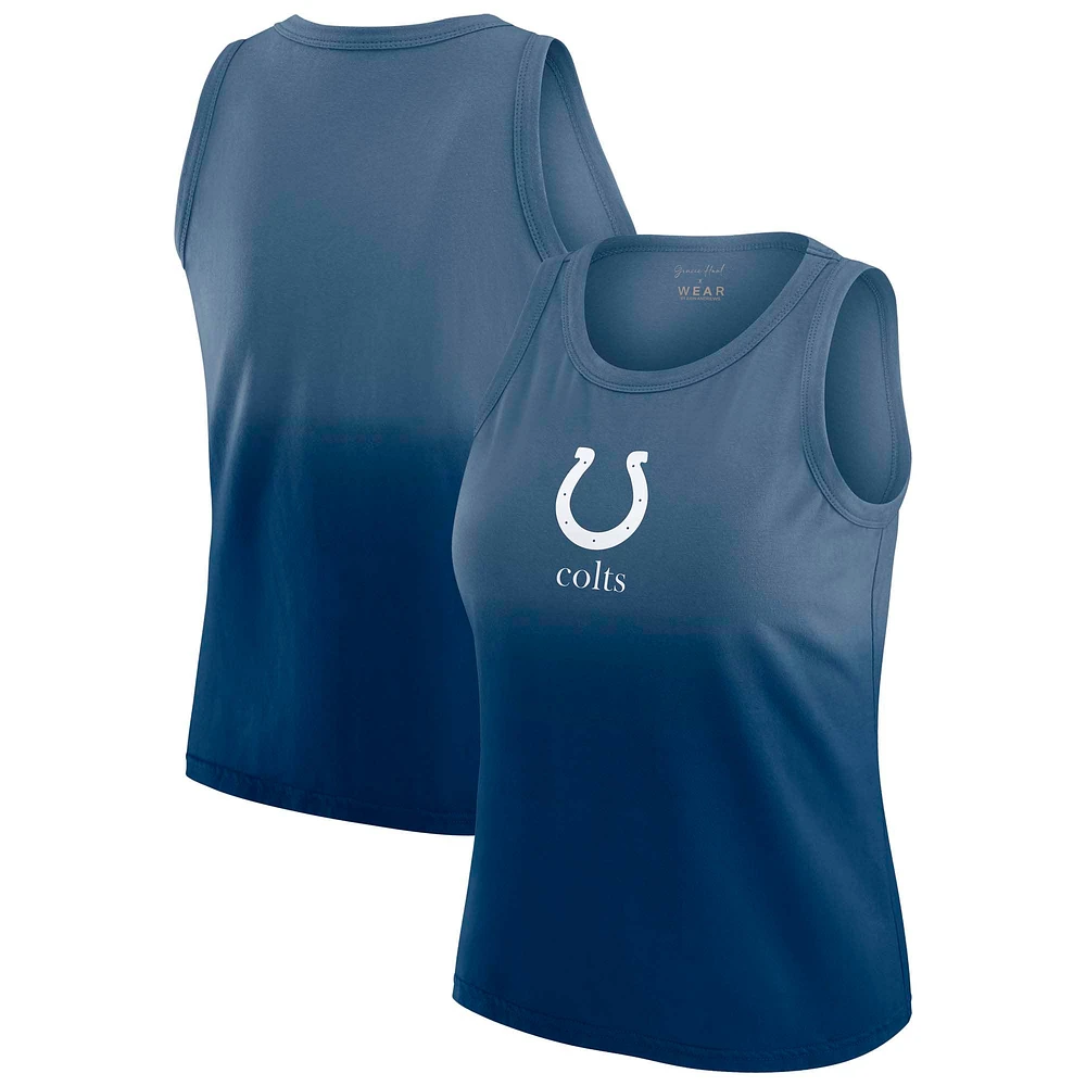 Débardeur WEAR by Erin Andrews x Gracie Hunt pour femme, bleu marine chiné, motif ombré Indianapolis Colts