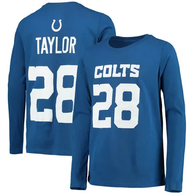 Jonathan Taylor Indianapolis Colts Youth Mainliner Player Name & Number Long Sleeve T-Shirt - Royal