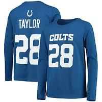 Jeune Jonathan Taylor Royal Indianapolis Colts Mainliner Nom et numéro du joueur T-shirt à manches longues