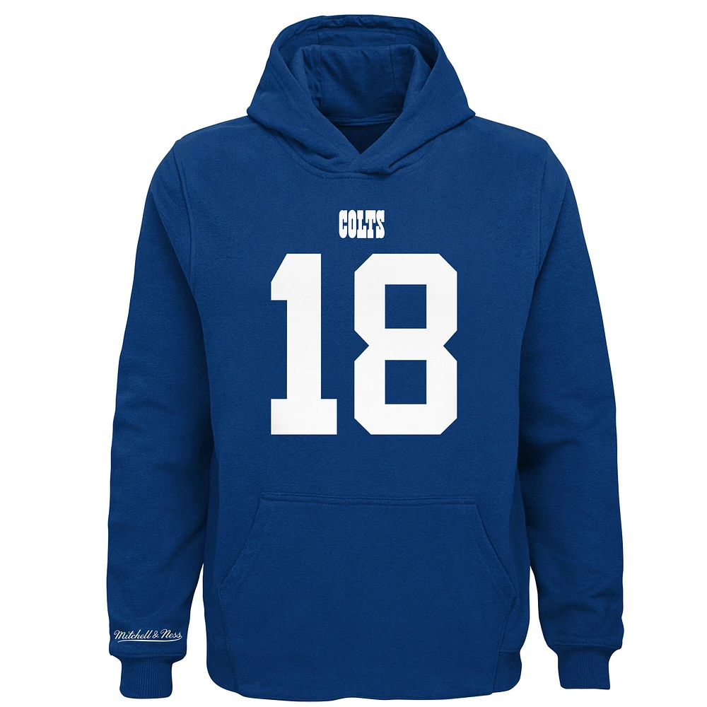 Youth Mitchell & Ness Peyton Manning Royal Indianapolis Colts Retired Player Name Number Pullover Hoodie
