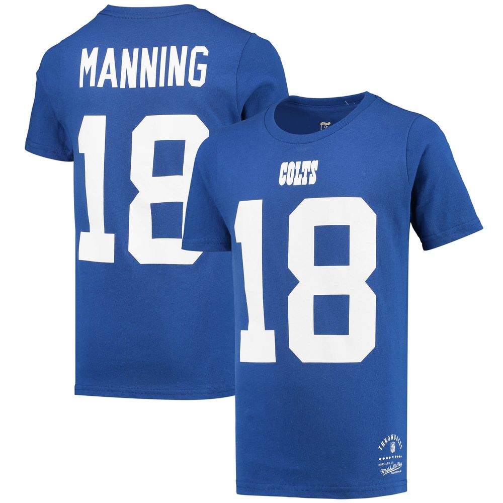 Youth Mitchell & Ness Peyton Manning Royal Indianapolis Colts Retired  Player Retro Name & Number T