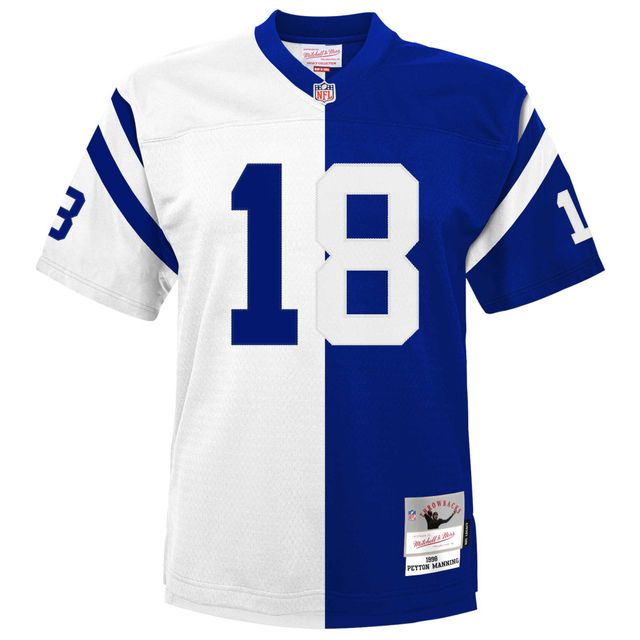 Maillot Mitchell & Ness Peyton Manning blanc/Royal Indianapolis Colts Split Legacy pour jeune