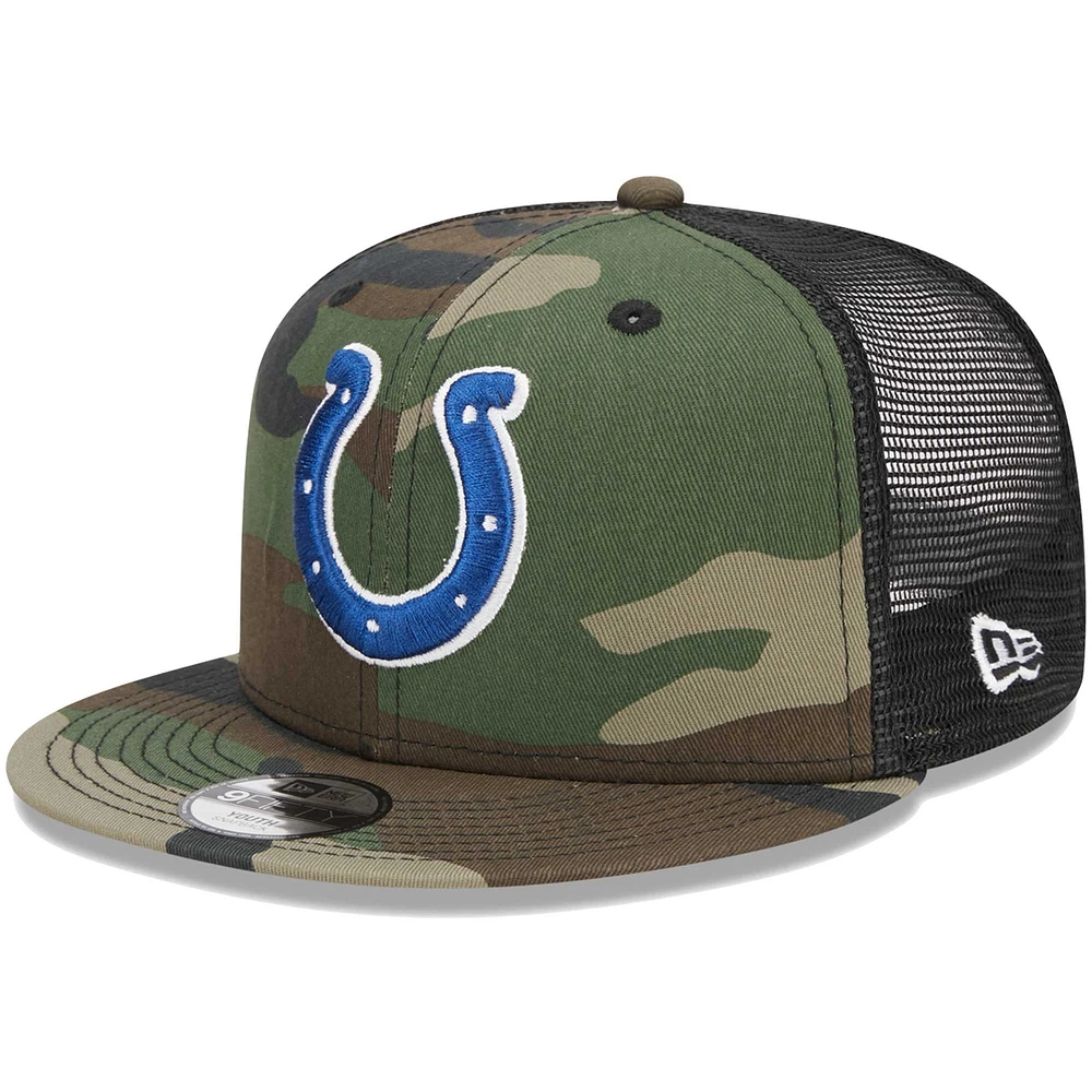 Casquette New Era Camo Indianapolis Colts Main Trucker 9FIFTY Snapback pour jeune