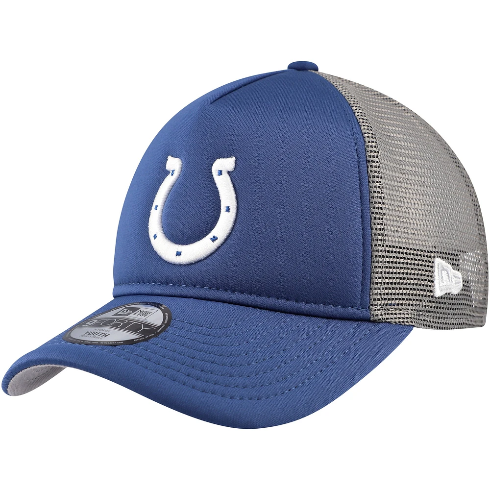 Casquette réglable de camionneur A-Frame 9FORTY New Era Royal Indianapolis Colts pour jeune