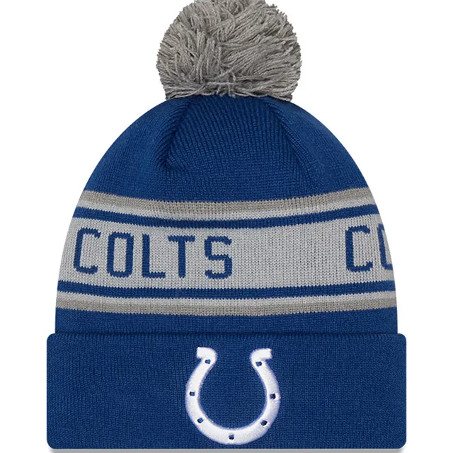 Men's New Era Royal Indianapolis Colts Throwback Logo Cuffed Knit Hat with  Pom