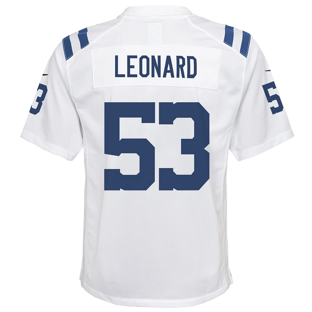 Maillot de match Nike Shaquille Leonard pour jeunes des Colts d'Indianapolis