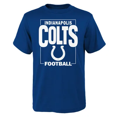 Men's Junk Food Royal Indianapolis Colts Hail Mary T-Shirt