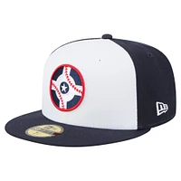 Casquette ajustée 59FIFTY pour homme New Era, collection authentique des Indianapolis Indians, blanc/bleu marine