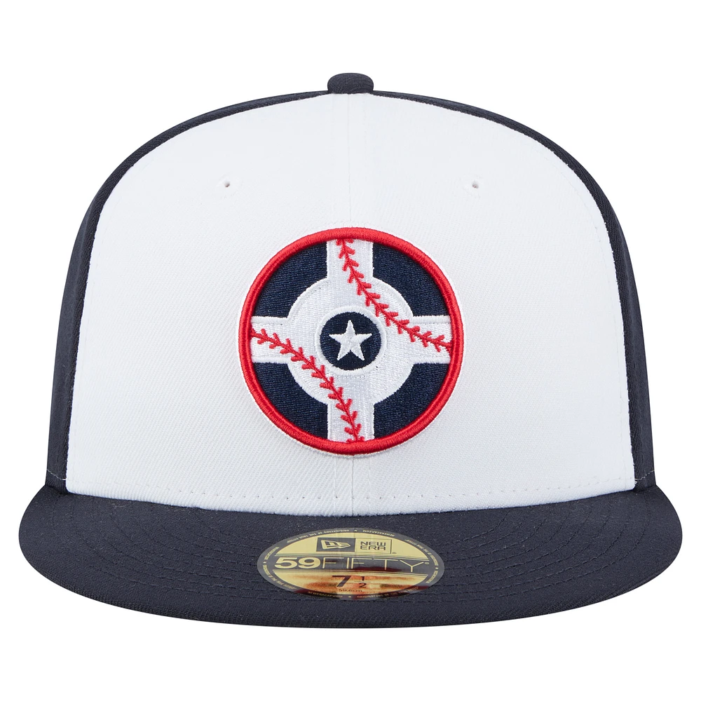 Casquette ajustée 59FIFTY pour homme New Era, collection authentique des Indianapolis Indians, blanc/bleu marine