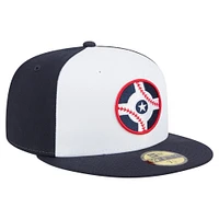 Casquette ajustée 59FIFTY pour homme New Era, collection authentique des Indianapolis Indians, blanc/bleu marine