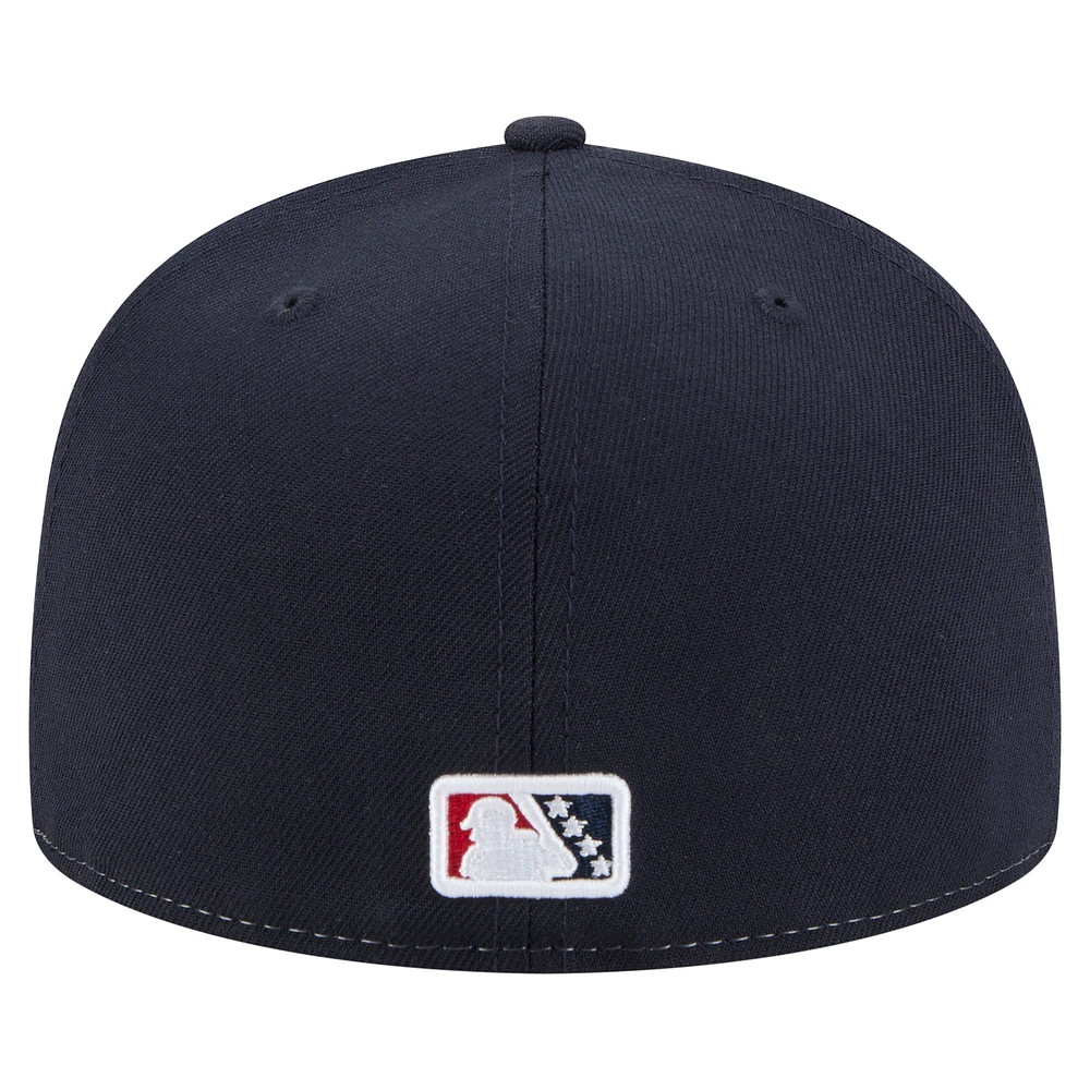 Casquette ajustée 59FIFTY pour homme New Era, collection authentique des Indianapolis Indians, blanc/bleu marine