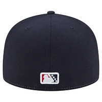 Casquette ajustée 59FIFTY pour homme New Era, collection authentique des Indianapolis Indians, blanc/bleu marine