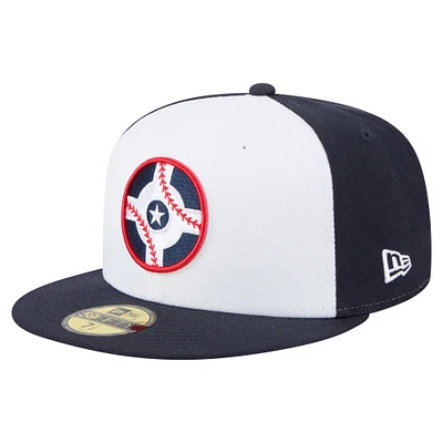 Casquette ajustée 59FIFTY pour homme New Era, collection authentique des Indianapolis Indians, blanc/bleu marine