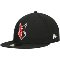 Men's New Era Black Indianapolis Indians Authentic Collection Road 59FIFTY Fitted Hat