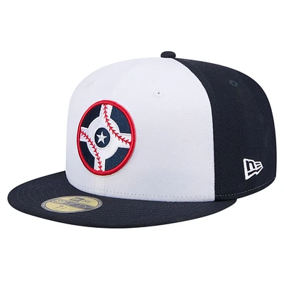 Casquette ajustée 59FIFTY blanche New Era pour hommes sur le thème des Indians d'Indianapolis Night Circle City