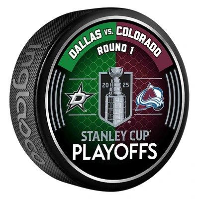 Inglasco Dallas Stars vs. Colorado Avalanche 2025 Stanley Cup Playoffs First Round Dueling Match-Up Hockey Puck