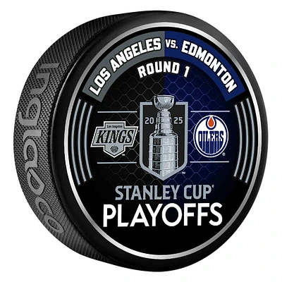Inglasco Los Angeles Kings vs. Edmonton Oilers 2025 Stanley Cup Playoffs First Round Dueling Match-Up Hockey Puck