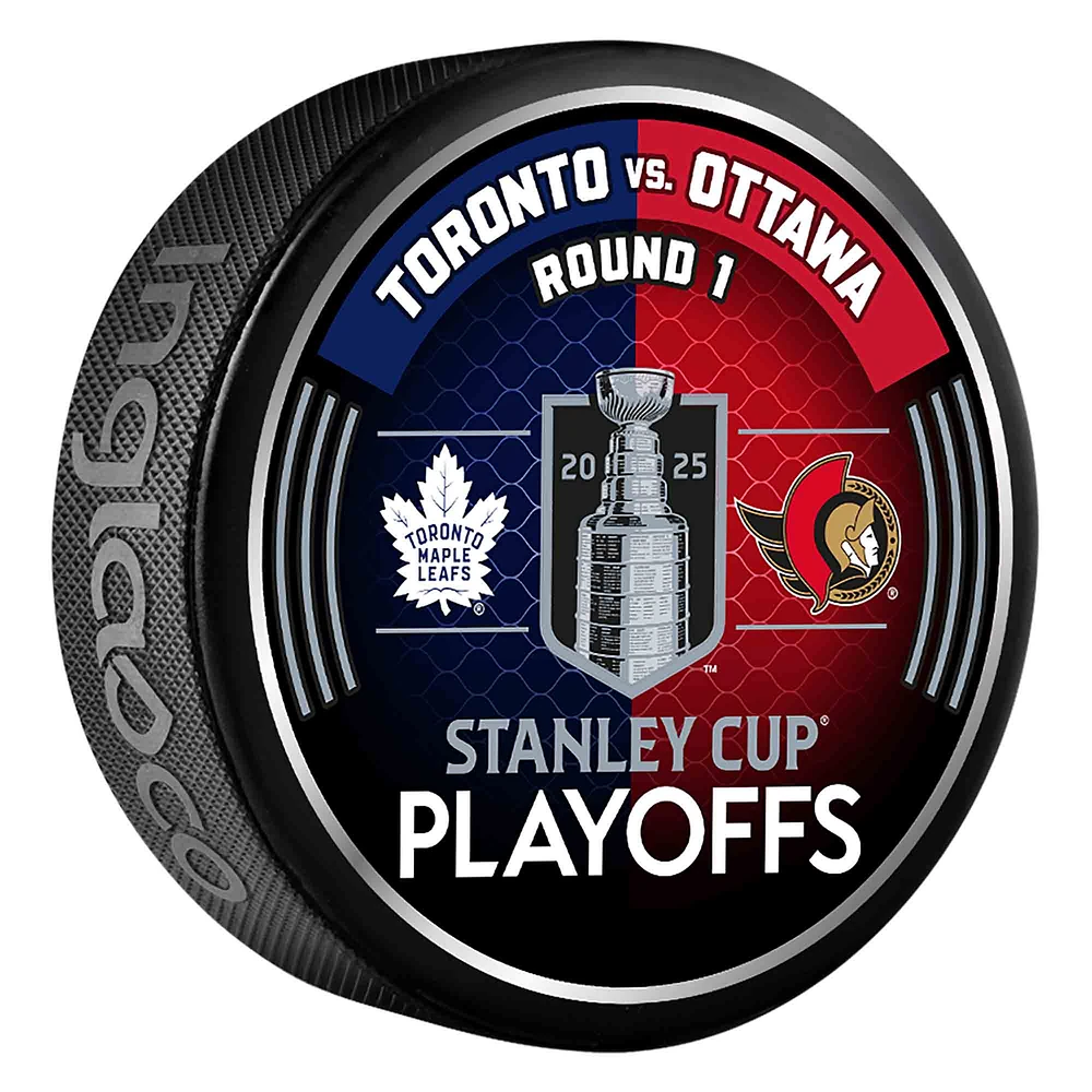 Inglasco Toronto Maple Leafs vs. Ottawa Senators 2025 Stanley Cup Playoffs First Round Dueling Match-Up Hockey Puck