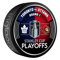 Inglasco Toronto Maple Leafs vs. Ottawa Senators 2025 Stanley Cup Playoffs First Round Dueling Match-Up Hockey Puck