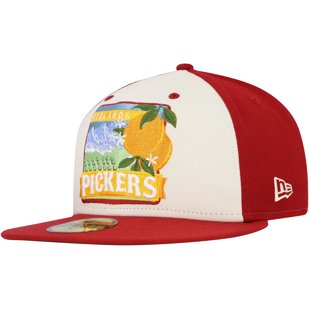 Casquette ajustée 59FIFTY New Era pour hommes, Inland Empire 66ers Theme Night Redlands Pickers, blanc/rouge