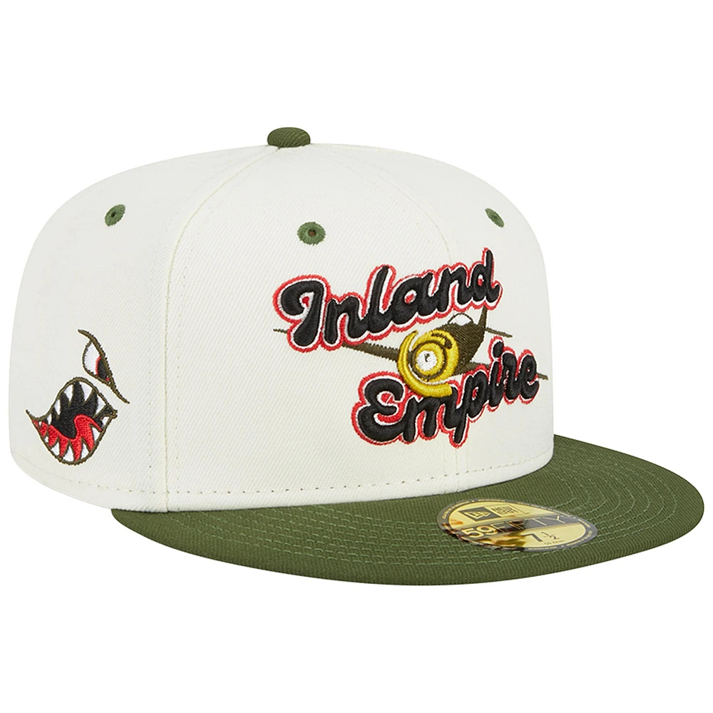 Casquette ajustée 59FIFTY militaire blanche Inland Empire 66ers New Era pour hommes