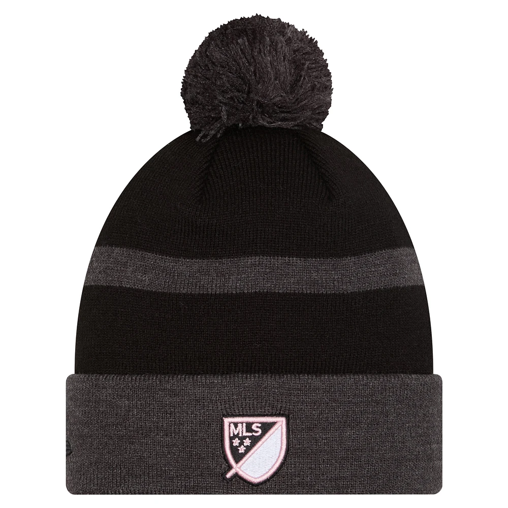  New Era  Black Inter Miami CF 2025 Kickoff Cuffed Knit Hat with Pom