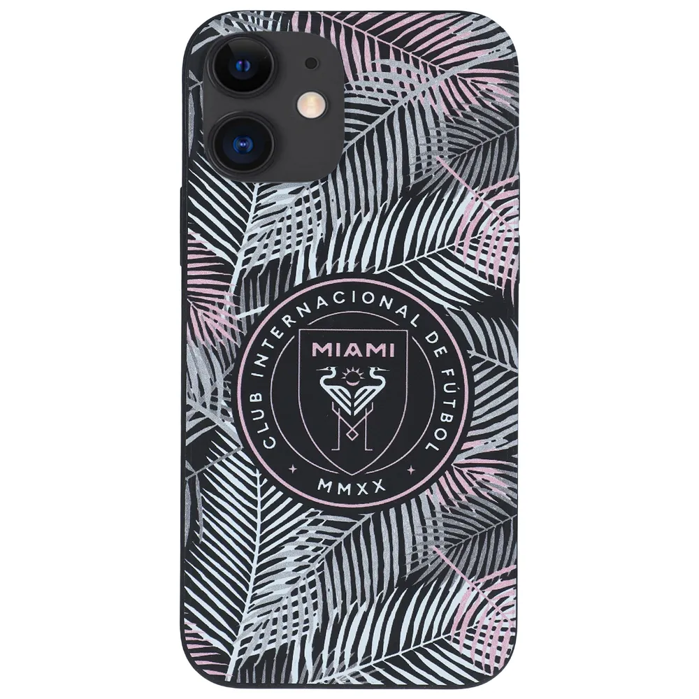 Coque souple mate pour iPhone avec palmiers Inter Miami CF noir/rose