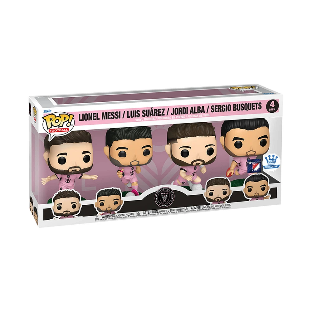 Funko Jordi Alba, Sergio Busquets, Luis Suarez, Lionel Messi Inter Miami CF Pop! 4-Pack Vinyl Figure Set