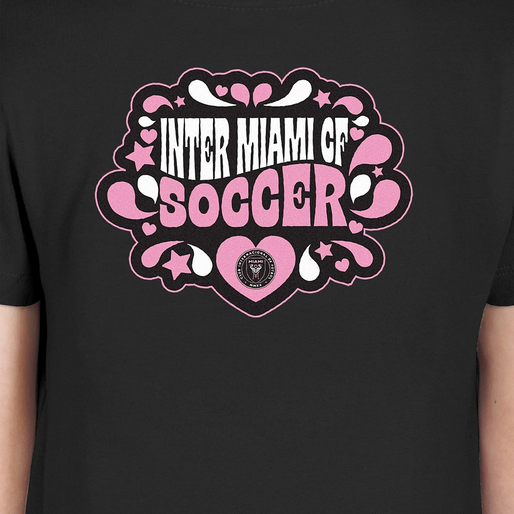 Girls Youth New Era Black Inter Miami CF Bubble Heart T-Shirt