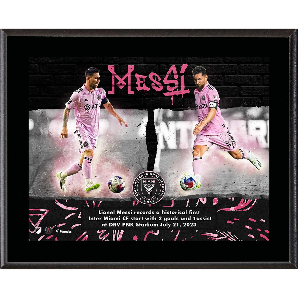 Plaque sublimée Lionel Messi Inter Miami CF 10,5" x 13" Premier départ en MLS