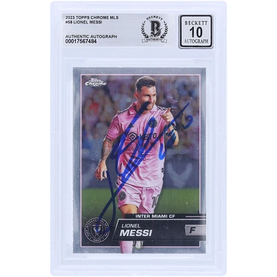 Lionel Messi Inter Miami CF Autographed 2023 Topps Chrome MLS #58 BAS Authenticated 10 Card