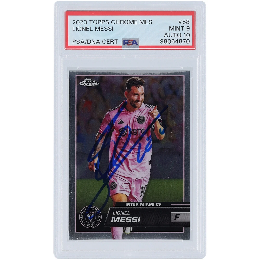 Lionel Messi Inter Miami CF Autographed 2023 Topps Chrome MLS #58 PSA Authenticated 9/10 Card
