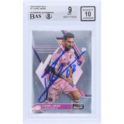 Carte autographiée 9/10 de Lionel Messi Inter Miami CF 2023 Topps Finest MLS #1 BAS authentifiée